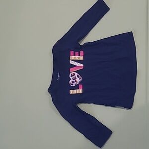 First Impression 6-9 month long sleeves navy blue shirt with Love written across